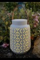  SMALL GEOMETRIC PATTERN PRE-LIT CERAMIC LANTERN[571264]